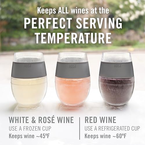 Host Wine Freeze Cup Set of 2 - Plastic Double Wall Insulated Wine Cooling Freezable Drink Glasses with Freezing Gel, Wine Glass Gift for Red and White Wine, 8.5 oz Marble - My Kitchen Products