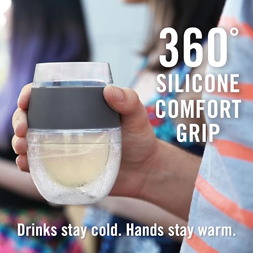 Host Wine Freeze Cup Set of 2 - Plastic Double Wall Insulated Wine Cooling Freezable Drink Glasses with Freezing Gel, Wine Glass Gift for Red and White Wine, 8.5 oz Marble - My Kitchen Products