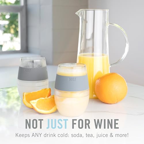 Host Wine Freeze Cup Set of 2 - Plastic Double Wall Insulated Wine Cooling Freezable Drink Glasses with Freezing Gel, Wine Glass Gift for Red and White Wine, 8.5 oz Marble - My Kitchen Products