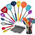 HOTEC 446°F Heat Resistant Silicone Kitchen Utensils, Cooking Utensil Set, Spatula Set, BPA Free, Kitchen Gadgets, Utensils Holder, Dishwasher Safe, 14pcs Multicolor - My Kitchen Products