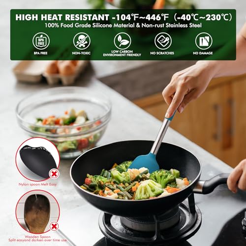 HOTEC 446°F Heat Resistant Silicone Kitchen Utensils, Cooking Utensil Set, Spatula Set, BPA Free, Kitchen Gadgets, Utensils Holder, Dishwasher Safe, 14pcs Multicolor - My Kitchen Products