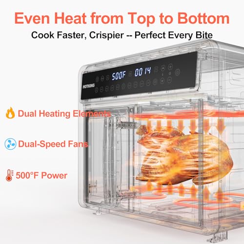 HotKing Dual-Zone Air Fryer Toaster Oven Combo, 28 QT Extra Large, Non Toxic Stainless Steel Convection Oven with French Door, Countertop Airfryer with Window, Racks, Rotisserie, Dehydrator, ETL Rated - My Kitchen Products