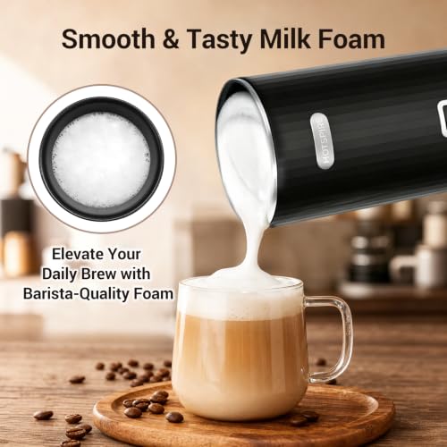 HOTSPIRE Milk Frother and Steamer, 6-in-1 Electric Milk Frother, Automatic Hot & Cold Foam Maker, Stainless Steel Nonstick Interior, 8.5oz, for Latte, Cappuccino - My Kitchen Products