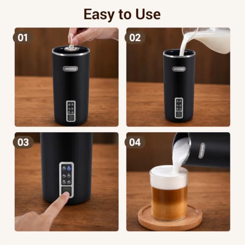 HOTSPIRE Milk Frother and Steamer, 6-in-1 Electric Milk Frother, Automatic Hot & Cold Foam Maker, Stainless Steel Nonstick Interior, 8.5oz, for Latte, Cappuccino - My Kitchen Products