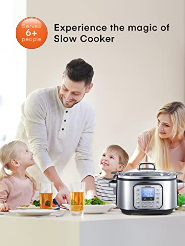 HOUSNAT Slow Cooker, 10 in 1 Programmable Slow Cooker 6QT 304 Stainless Steel Inner Pot, Multi-Cooker with Rice, Yogurt, Sauté, Steam, Delay Start & Adjustable Temp – for Large Families & Entertaining - My Kitchen Products