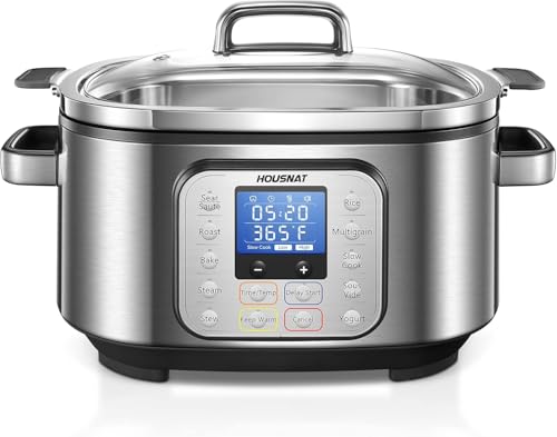 HOUSNAT Slow Cooker, 10 in 1 Programmable Slow Cooker 6QT 304 Stainless Steel Inner Pot, Multi-Cooker with Rice, Yogurt, Sauté, Steam, Delay Start & Adjustable Temp – for Large Families & Entertaining - My Kitchen Products