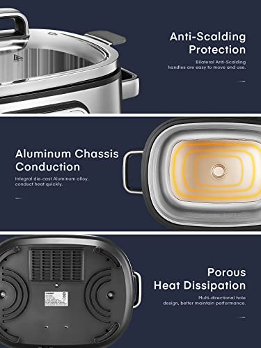HOUSNAT Slow Cooker, 10 in 1 Programmable Slow Cooker 6QT 304 Stainless Steel Inner Pot, Multi-Cooker with Rice, Yogurt, Sauté, Steam, Delay Start & Adjustable Temp – for Large Families & Entertaining - My Kitchen Products