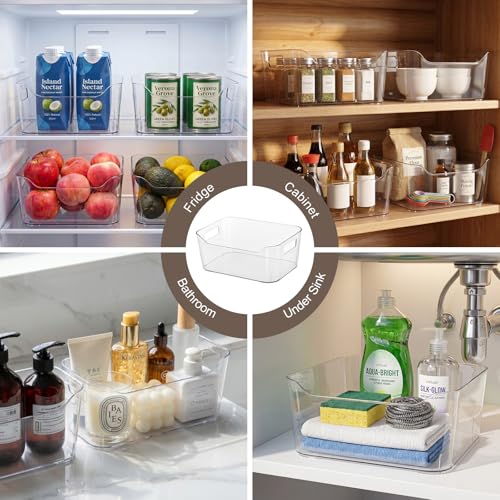 Hudgan 12 Pack Pantry Storage Bins for Kitchen Cabinet, Clear Plastic Organizer Bins for Bathroom, Pantry Organizer Containers for Home Edit, Drawer, Under Sink, Fridge - My Kitchen Products
