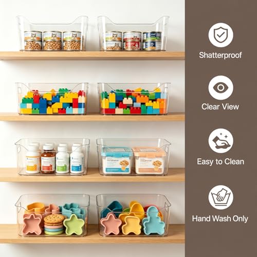 Hudgan 12 Pack Pantry Storage Bins for Kitchen Cabinet, Clear Plastic Organizer Bins for Bathroom, Pantry Organizer Containers for Home Edit, Drawer, Under Sink, Fridge - My Kitchen Products