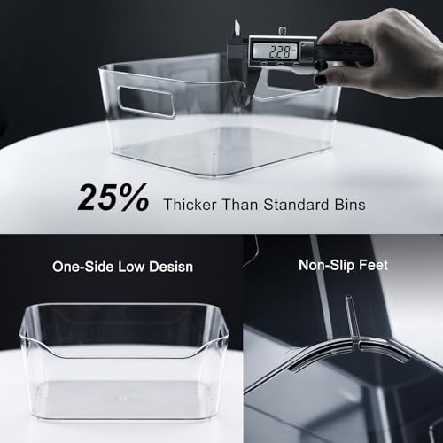Hudgan 12 Pack Pantry Storage Bins for Kitchen Cabinet, Clear Plastic Organizer Bins for Bathroom, Pantry Organizer Containers for Home Edit, Drawer, Under Sink, Fridge - My Kitchen Products