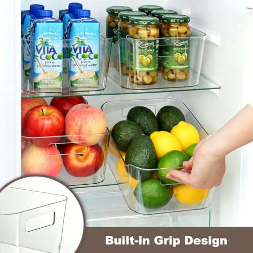 Hudgan 12 Pack Pantry Storage Bins for Kitchen Cabinet, Clear Plastic Organizer Bins for Bathroom, Pantry Organizer Containers for Home Edit, Drawer, Under Sink, Fridge - My Kitchen Products