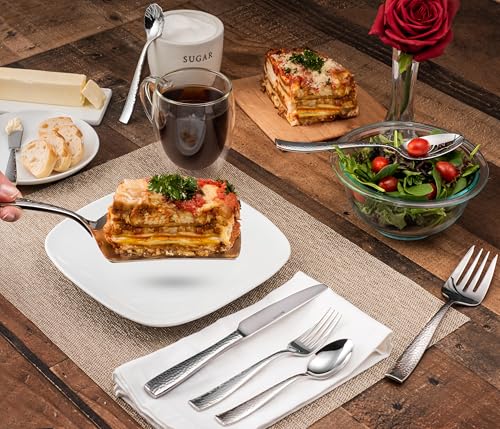Hudson Essentials Hammered 18/10 Stainless Steel Hostess Serving Utensil Set, 8-Piece Set with Cake Knife, Cake Server and Lasagna Pie Server, Dishwasher Safe - My Kitchen Products
