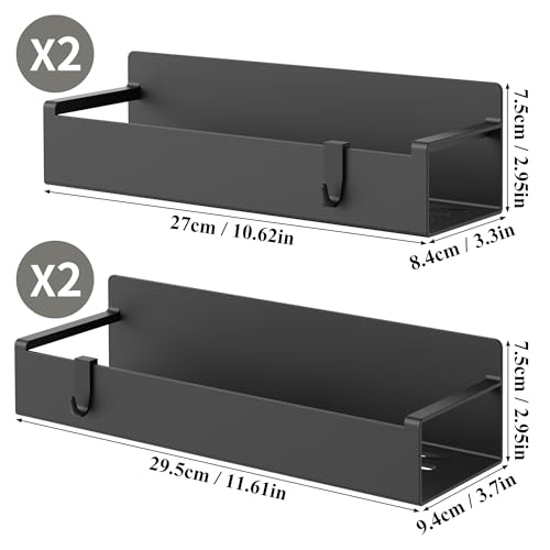 HuggieGems 4 Pack Magnetic Spice Rack Organizer for Refrigerator and Oven, Black Fridge Organizers and Storage for Kitchen - My Kitchen Products