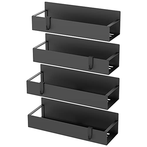 HuggieGems Metal 4 Pack Magnetic Spice Storage Rack Organizer for Refrigerator and Oven, Black Fridge Organizers and Storage, Metal - My Kitchen Products