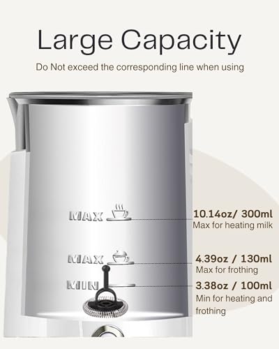 Huogary Milk Frother, 4 in 1 Electric Milk Steamer, Automatic Hot & Cold Foam Maker, Milk Warmer for Coffee, Latte, Cappuccino, Macchiato, 120V White - My Kitchen Products