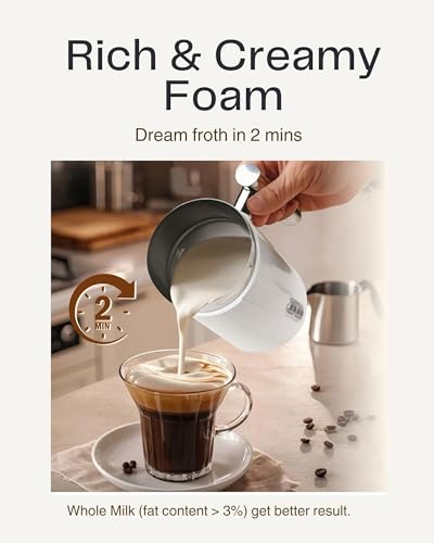 Huogary Milk Frother, 4 in 1 Electric Milk Steamer, Automatic Hot & Cold Foam Maker, Milk Warmer for Coffee, Latte, Cappuccino, Macchiato, 120V White - My Kitchen Products