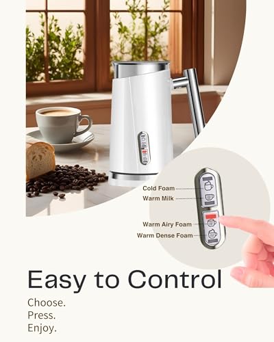 Huogary Milk Frother, 4 in 1 Electric Milk Steamer, Automatic Hot & Cold Foam Maker, Milk Warmer for Coffee, Latte, Cappuccino, Macchiato, 120V White - My Kitchen Products