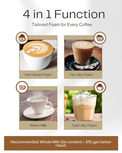 Huogary Milk Frother, 4 in 1 Electric Milk Steamer, Automatic Hot & Cold Foam Maker, Milk Warmer for Coffee, Latte, Cappuccino, Macchiato, 120V White - My Kitchen Products