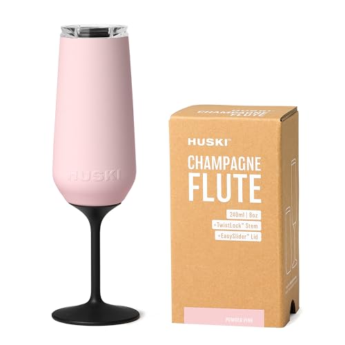 Huski Champagne Flute, NEW, Award-winning Design with Detachable Stem, Premium Stainless Steel Champagne Glass with Lid