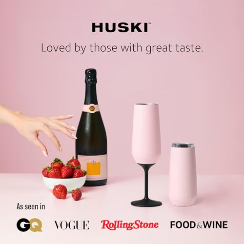 Huski Champagne Flute | NEW | Award-winning Design with Detachable Stem | Premium Stainless Steel Champagne Glass with Lid | Triple Insulated Tumbler | 8oz Capacity | Great Gift (Powder Pink) - My Kitchen Products