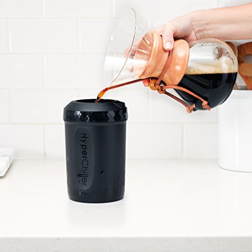 HyperChiller HC2 Patented Iced Coffee/Beverage Cooler, NEW, IMPROVED,STRONGER AND MORE DURABLE! Ready in One Minute, Reusable for Iced Tea, Wine, Spirits, Alcohol, Juice, 12.5 Oz, Black - My Kitchen Products