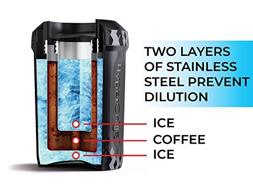 HyperChiller HC2 Patented Iced Coffee/Beverage Cooler, NEW, IMPROVED,STRONGER AND MORE DURABLE! Ready in One Minute, Reusable for Iced Tea, Wine, Spirits, Alcohol, Juice, 12.5 Oz, Black - My Kitchen Products