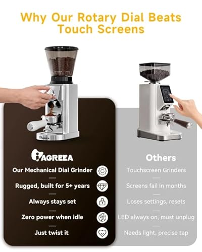 IAGREEA Conical Burr Coffee Grinder, 48 Grind Settings, 450RPM Low-Speed Anti-Static, Precision Timer, Portafilter Holder for Espresso, Drip, French Press, Cold Brew, Stainless Steel - My Kitchen Products