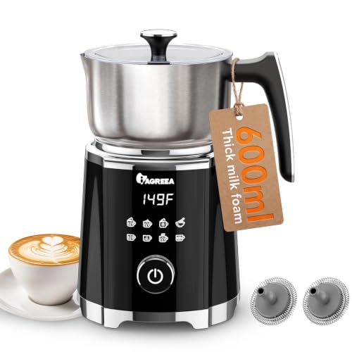 IAGREEA Milk Frother, 8 in 1 Large Hot and Cold Foam Maker (600ml), Detachable Milk Steamer Jug for Latte, Matcha, Hot Chocolate, Stainless Steel, Dishwasher Safe - My Kitchen Products