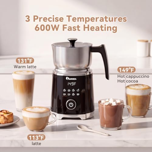 IAGREEA Milk Frother, 8 in 1 Large Hot and Cold Foam Maker (600ml), Detachable Milk Steamer Jug for Latte, Matcha, Hot Chocolate, Stainless Steel, Dishwasher Safe - My Kitchen Products