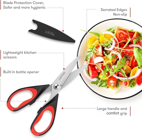iBayam Kitchen Scissors All Purpose Heavy Duty 2 Pack with Protective Sheath, Stainless Steel Shears Kitchen Utensils Set for Cutting Food Cooking Meat Poultry Dishwasher Safe Soft Comfort-Grip - My Kitchen Products