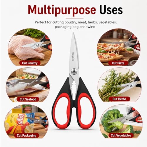 iBayam Kitchen Scissors All Purpose Heavy Duty 2 Pack with Protective Sheath, Stainless Steel Shears Kitchen Utensils Set for Cutting Food Cooking Meat Poultry Dishwasher Safe Soft Comfort-Grip - My Kitchen Products