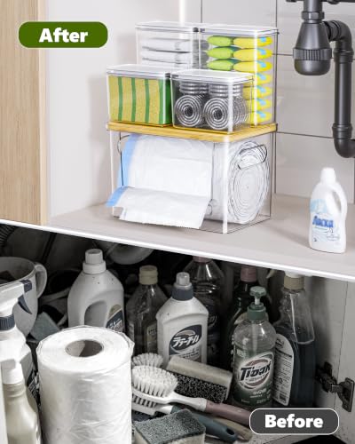 iCASA 5 in 1 Trash Bag Dispenser Laundry Pod Container Under Sink Organizer - My Kitchen Products