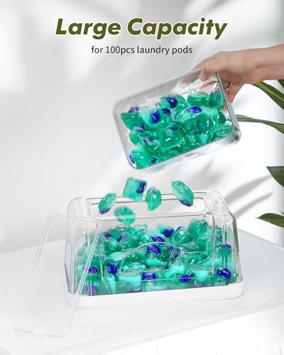 iCASA Trash Bag and Dishwasher Pod Dispenser - 3 in 1 Clear Storage Bins Holder for 13/30/33 Gallon Garbage Bags, Laundry Detergent Pods & Tabs, Under Sink Organizer for Kitchen and Laundry Room - My Kitchen Products