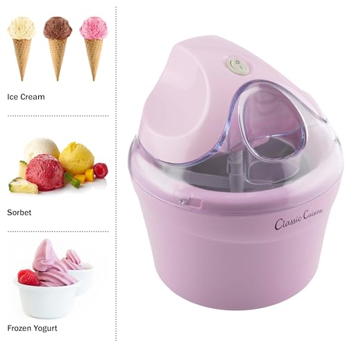 Ice Cream Maker - 1QT Ice Cream Machine for Sorbet, Gelato, Frozen Yogurt and More - Kitchen Appliances and Gadgets by Classic Cuisine (Pink) - My Kitchen Products