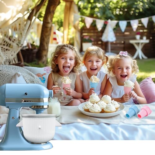 Ice Cream Maker Attachment for Kitchen Aid Stand Mixer, 2 Quart, Ice Cream & Sorbet Gelato Maker Machine, Fits 4.5Qt and Larger Stand Mixers, with 2 Ice Cream Holder - My Kitchen Products