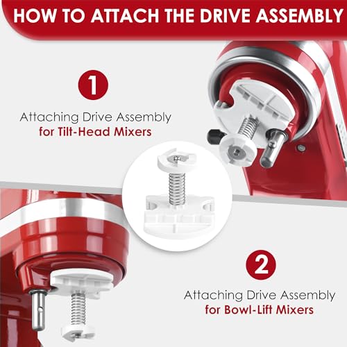 Ice Cream Maker Attachment for KitchenAid Mixers, Fits KitchenAid 4.5/5QT & 6QT Stand Mixers, Frozen Ice Cream & Sorbet Gelato Maker for KitchenAid, 2 Quart, White(Machine/Mixer Not Included) - My Kitchen Products