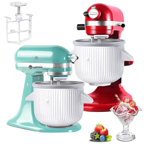 Ice Cream Maker Attachment for KitchenAid Stand Mixer, Compatible with 4.5/5QT & 6QT Stand Mixers, 2 Quart Frozen Kitchenaid Ice Cream Maker Attachment Ice Cream Bowl for Yogurt/Sorbet Gelato - My Kitchen Products