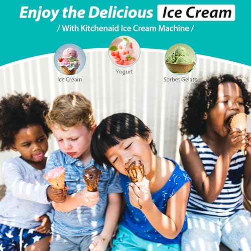 Ice Cream Maker Attachment for KitchenAid Stand Mixer, Ice Cream Bowl Compatible with 4.5Qt and Larger Stand Mixers, Ice Cream & Sorbet Gelato Maker Attachment, 2 Quart, White - My Kitchen Products