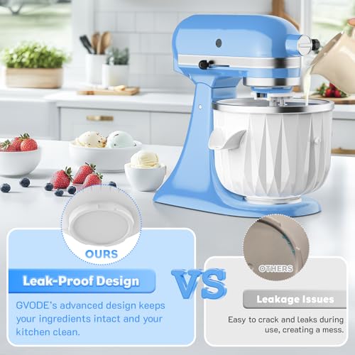 Ice Cream Maker Attachment for KitchenAid Stand Mixers, 2 Quart Ice Cream & Sorbet Gelato Maker Attachment - Fits 4.5QT and Larger KitchenAid Stand Mixers by GVODE - My Kitchen Products