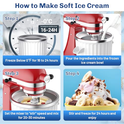 Ice Cream Maker Attachment for Kitchenaid Stand Mixers, Ice Cream Maker Machine Compatible with 4.5QT and Larger KitchenAid Mixers, 2-Quart Capacity, Sorbet and Gelato Maker Accessory by TPGSING - My Kitchen Products