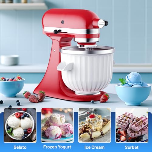 Ice Cream Maker Attachment for Kitchenaid Stand Mixers, Ice Cream Maker Machine Compatible with 4.5QT and Larger KitchenAid Mixers, 2-Quart Capacity, Sorbet and Gelato Maker Accessory by TPGSING - My Kitchen Products