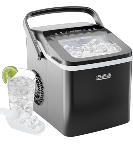 ICEMAN Dual-Size Ice Maker Countertop - Portable Ice Machine, Large and Small Ice Machine Maker with Self Cleaning, 9 Cubes in 7 Mins, 22lbs/24hrs, for Home, Kitchen, Office, Party, Ice Scoop Included - My Kitchen Products