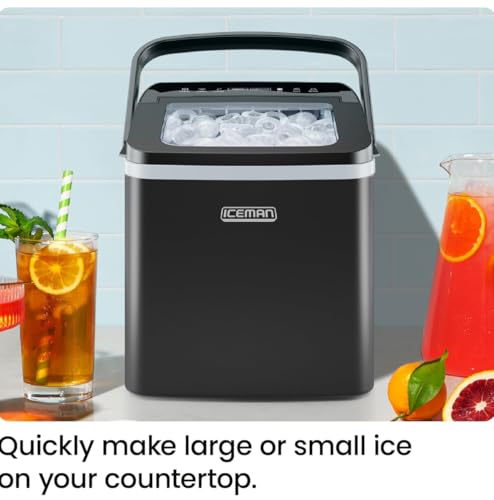 ICEMAN Dual-Size Ice Maker Countertop - Portable Ice Machine, Large and Small Ice Machine Maker with Self Cleaning, 9 Cubes in 7 Mins, 22lbs/24hrs, for Home, Kitchen, Office, Party, Ice Scoop Included - My Kitchen Products