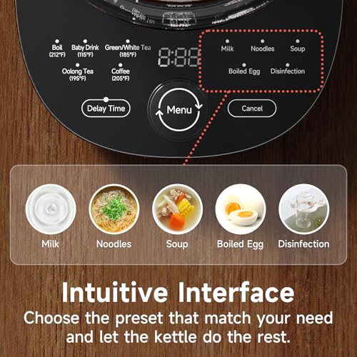 ICOOKPOT Hot Tea Maker Glass Electric Kettle With Tea Infuser And Temperature Control, 1.5L Stainless Steel, 1200W Rapid Boiling, Programmable Control For Your Favorite Teas And Coffee, Red - My Kitchen Products