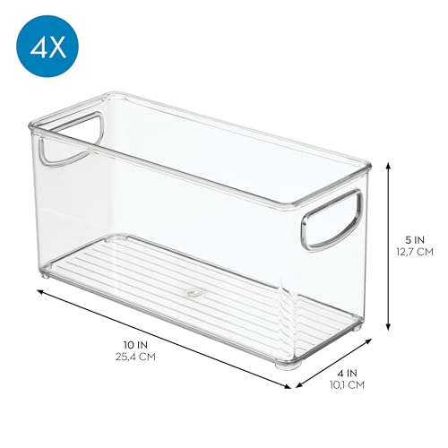 iDesign Slim Clear Plastic Stackable Storage Bin, Tall Narrow, 4-Pack - My Kitchen Products