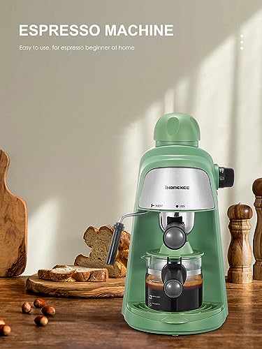 Ihomekee Espresso Machine, 3.5Bar Espresso and Cappuccino Machine with Preheating Function, 4 Cup Coffee Maker with Milk Frothing Function and Steam Wand (Green), CM6810 - My Kitchen Products