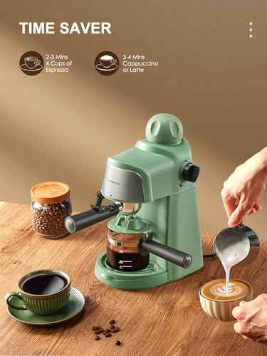 Ihomekee Espresso Machine, 3.5Bar Espresso and Cappuccino Machine with Preheating Function, 4 Cup Coffee Maker with Milk Frothing Function and Steam Wand (Green), CM6810 - My Kitchen Products