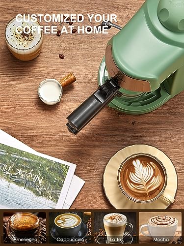 Ihomekee Espresso Machine, 3.5Bar Espresso and Cappuccino Machine with Preheating Function, 4 Cup Coffee Maker with Milk Frothing Function and Steam Wand (Green), CM6810 - My Kitchen Products