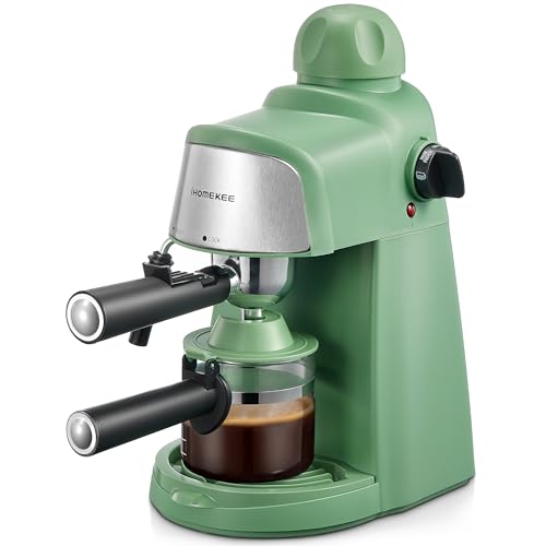 Ihomekee Espresso Machine, 3.5Bar Espresso and Cappuccino Machine with Preheating Function, 4 Cup Coffee Maker with Milk Frothing Function and Steam Wand (Green), CM6810 - My Kitchen Products