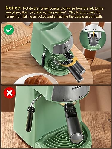 Ihomekee Espresso Machine, 3.5Bar Espresso and Cappuccino Machine with Preheating Function, 4 Cup Coffee Maker with Milk Frothing Function and Steam Wand (Green), CM6810 - My Kitchen Products